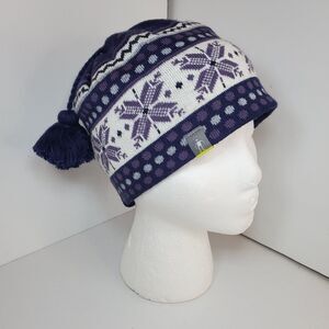 Smartwool Purple Nordic Fair Isle Merino Wool Tassel Pompom Beanie Hat Size OS
